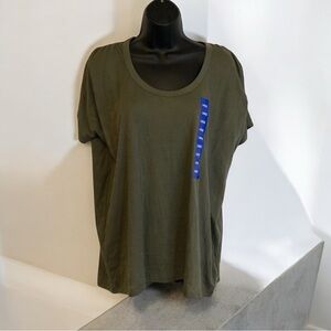 Kersh moss green burnout crew neck tee T Shirt‎ women’s size XXL NWT